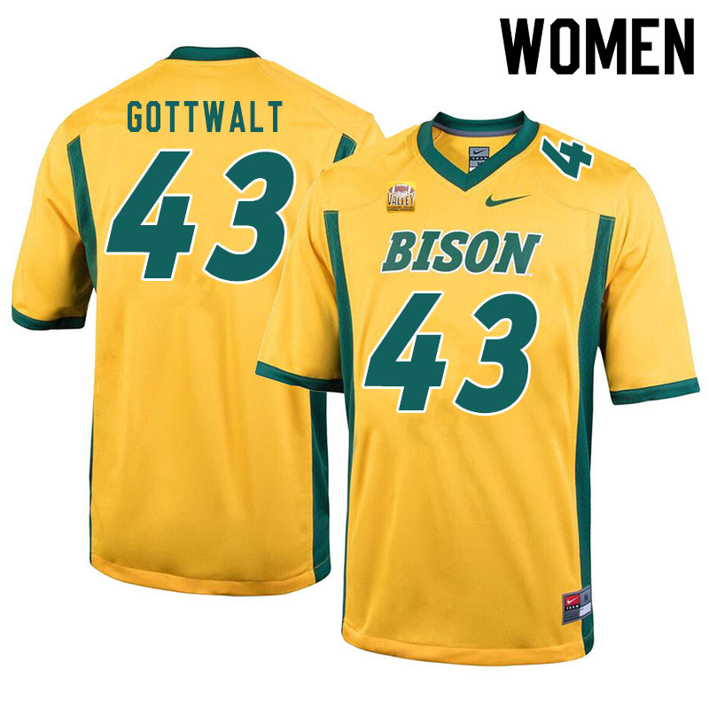 Women #43 Zach Gottwalt North Dakota State Bison College Football Jerseys Sale-Yellow - Click Image to Close